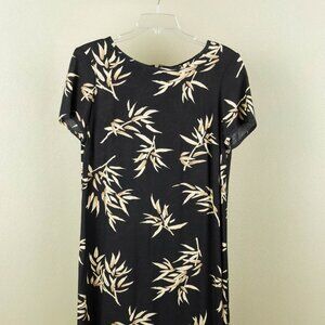 Stonebridge Leaf Print Maxi Dress | Size 10 | Black Tan Botanical